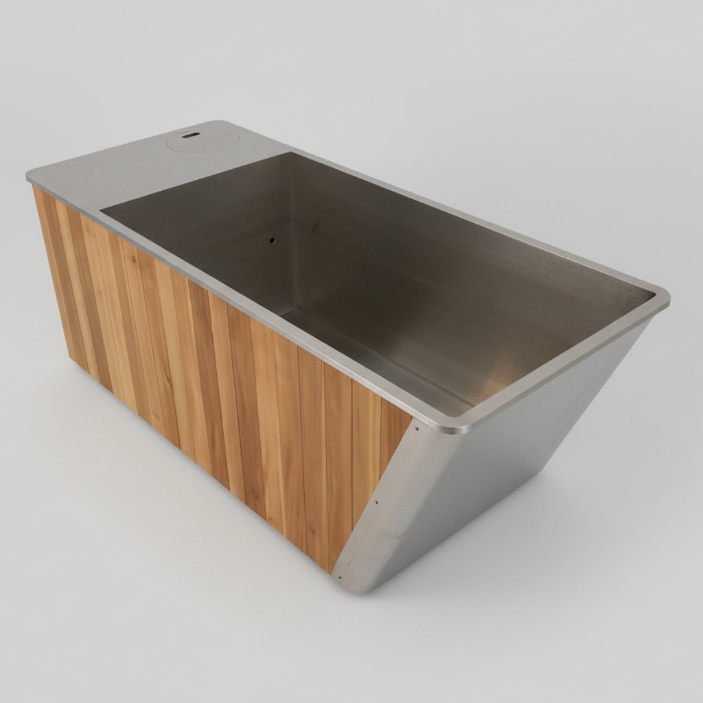 Wood/Stainless Steel Plunge Pool With Integrated Chiller/Heater - Tree of Life