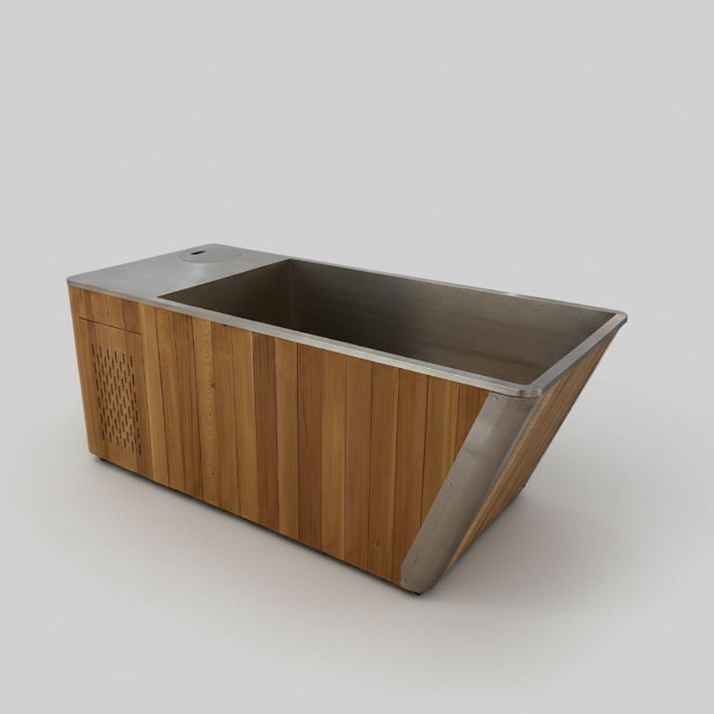 Wood/Stainless Steel Plunge Pool With Integrated Chiller/Heater - Tree of Life