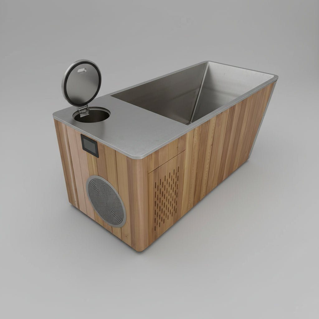Wood/Stainless Steel Plunge Pool With Integrated Chiller/Heater - Tree of Life